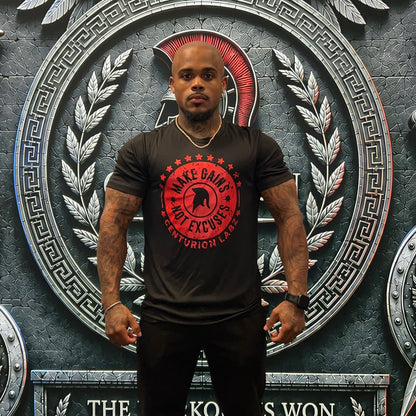 Make Gains, Not Excuses T-Shirt (Black/Red)