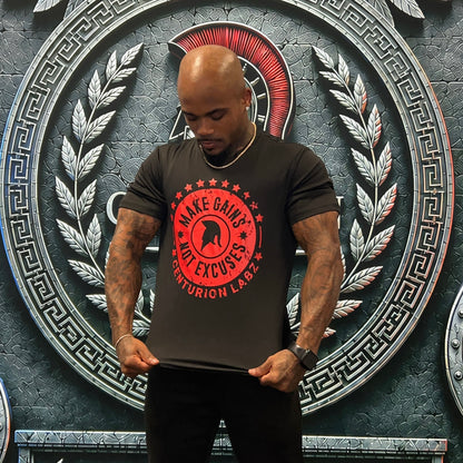 Make Gains, Not Excuses T-Shirt (Black/Red)