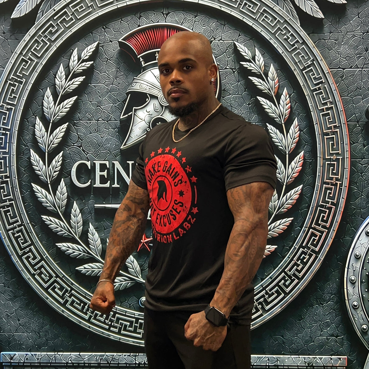 Make Gains, Not Excuses T-Shirt (Black/Red)