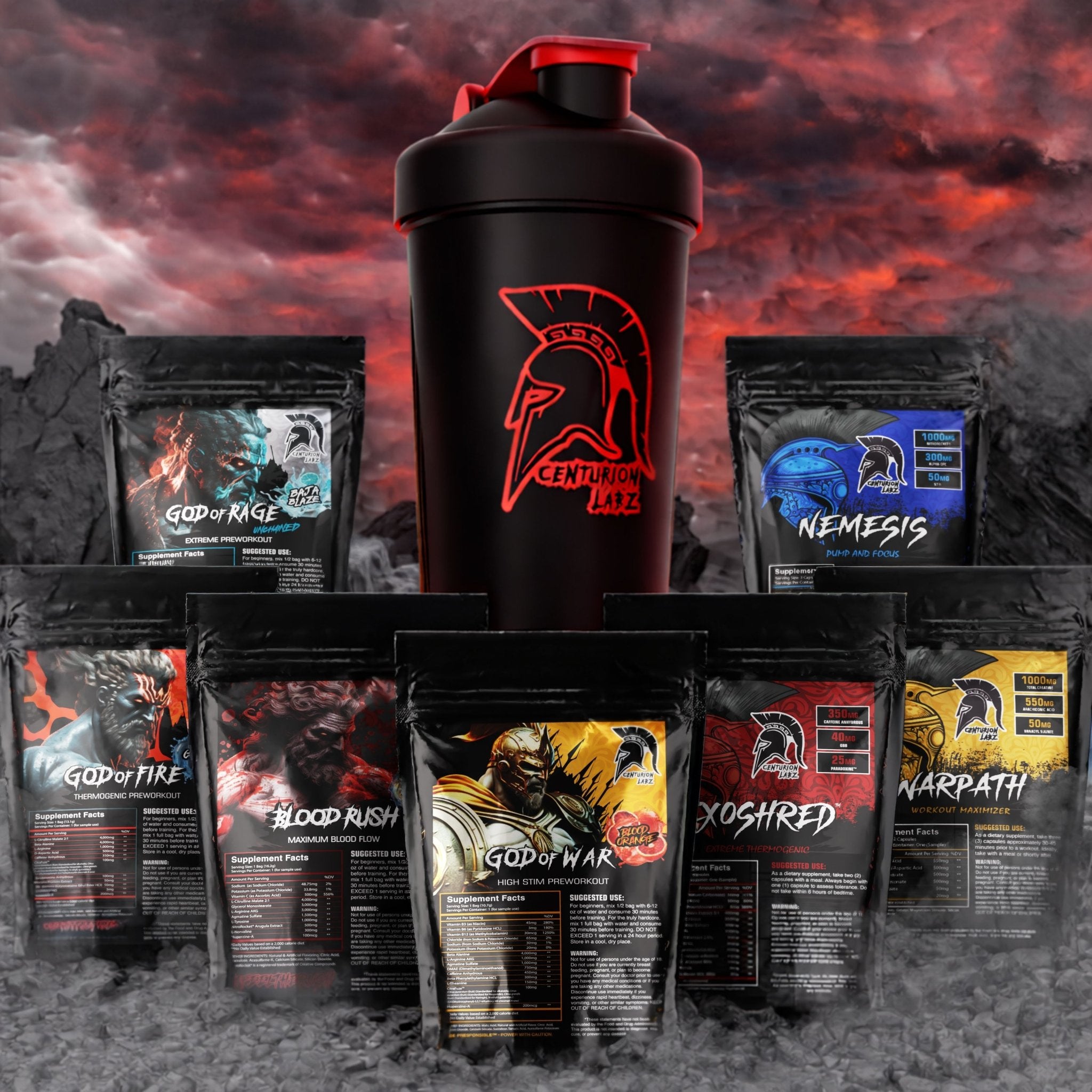 Samples + Shaker Bundle Deal - Now Includes 8 Samples! [$30+ Value!] [Nemesis Out of Stock so Now Comes with 2 God of Rage Samples] - CENTURION LABZ